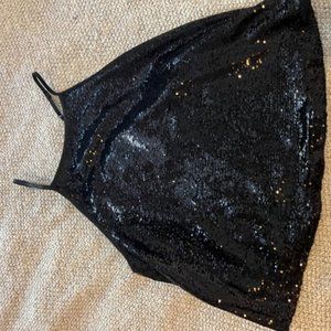 Loose sequin High-Neck Top